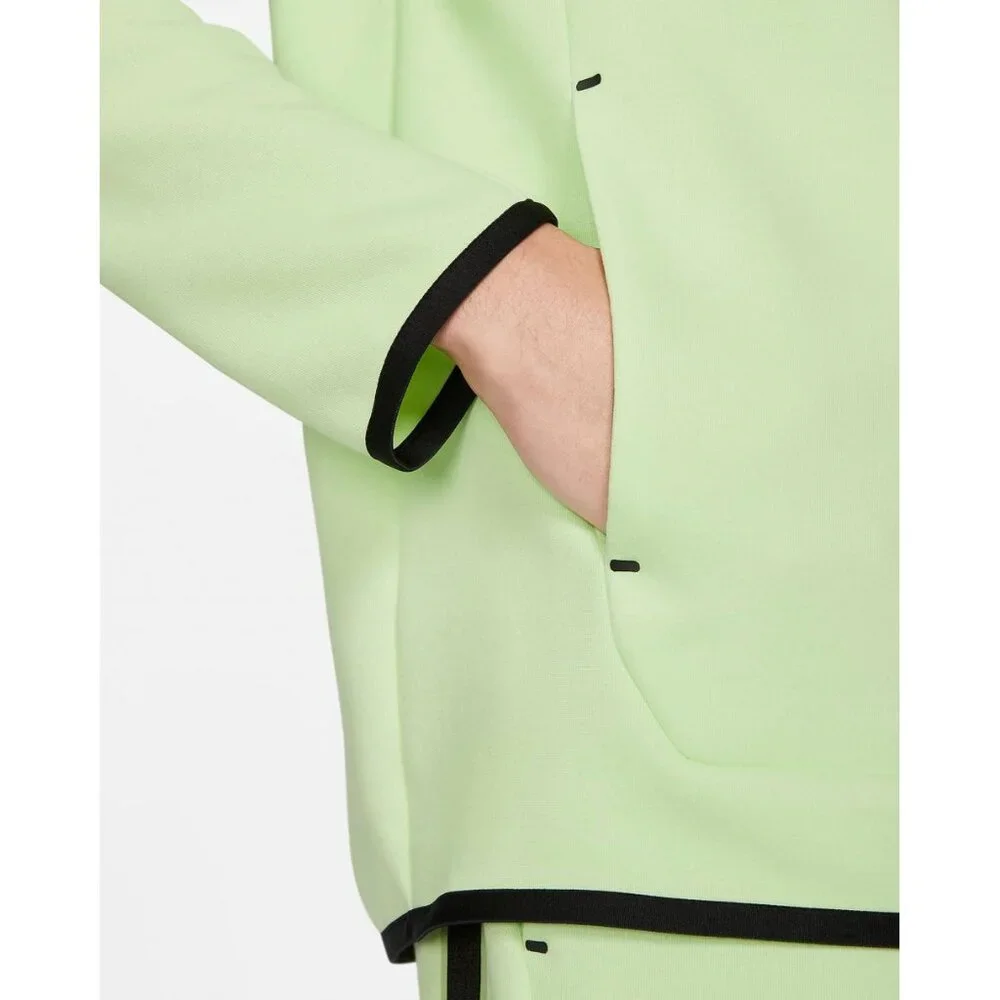 Nike Sportswear Men's L Tech Fleece Full-Zip Hoodie in Light Liquid Lime Black - Picture 3 of 16